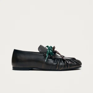 Aven Lace Vintage Effect Brown Leather Loafers