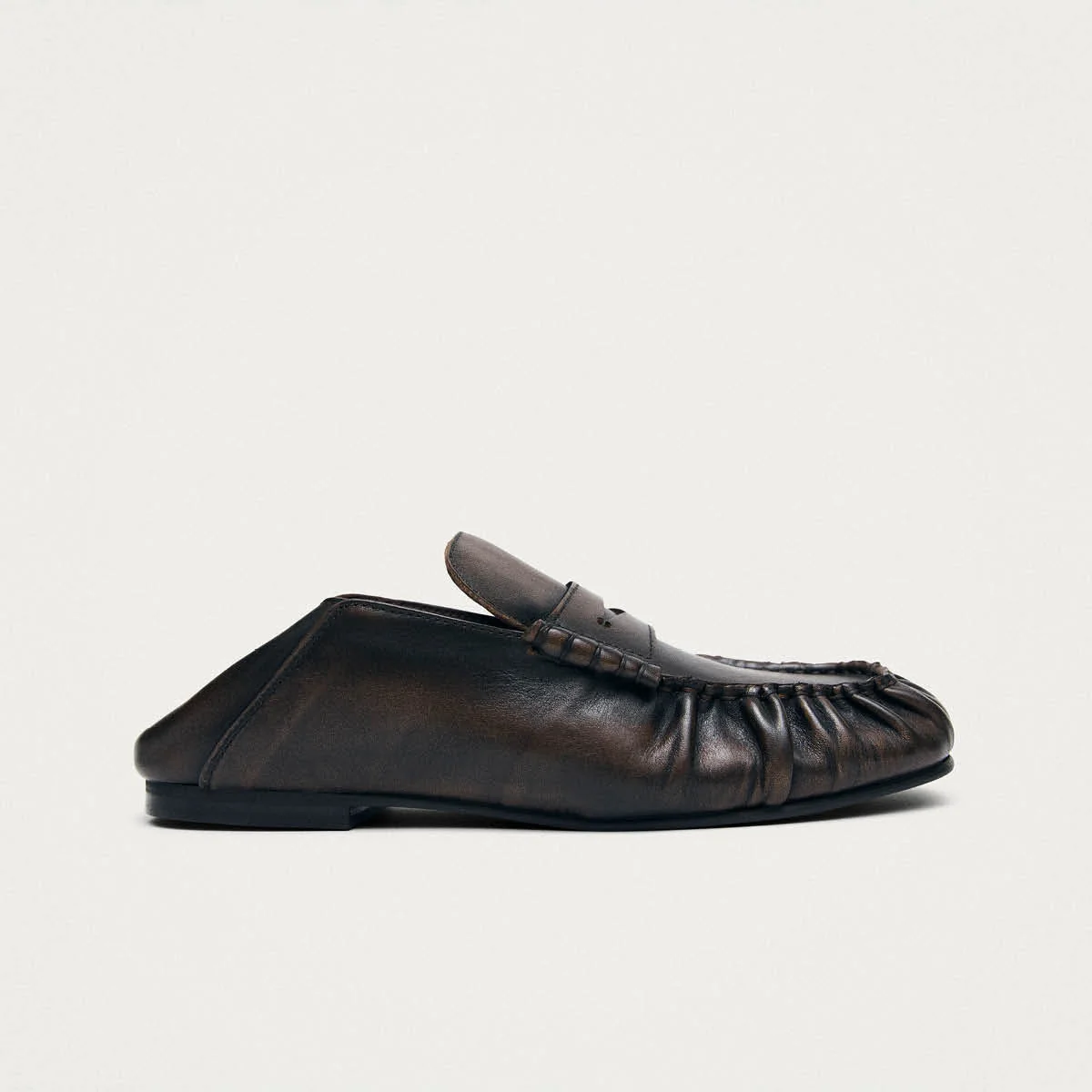 Aven Mule Vintage Effect Brown Leather Loafers - Image 3