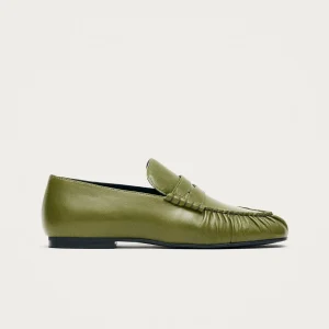 Aven Rift Green Leather Loafers
