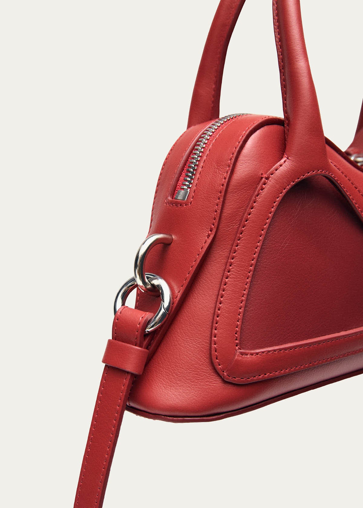 Hilma Mini Vinyl Red Leather Bag - Image 8