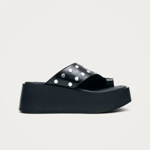 Nova Studs Black Leather Sandals