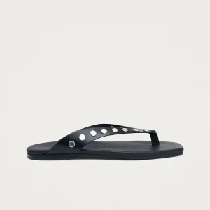 Ola Studs Black Leather Sandals