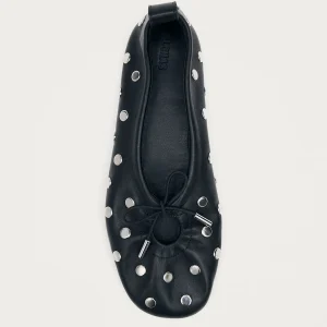 Rosalind All Studs Black Leather Ballet Flats