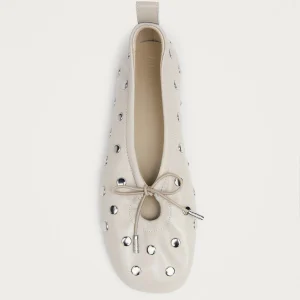 Rosalind All Studs Cream Leather Ballet Flats