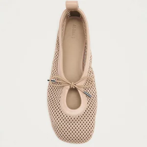 Rosalind Mesh Beige Leather Ballet Flats