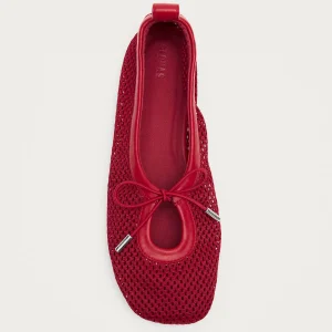 Rosalind Mesh Red Leather Ballet Flats