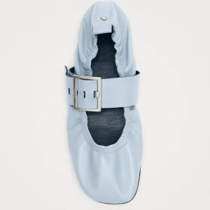 Sarea Blue Leather Ballet Flats