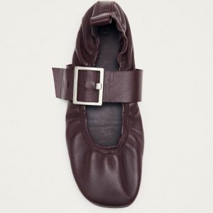 Sarea Burgundy Leather Ballet Flats