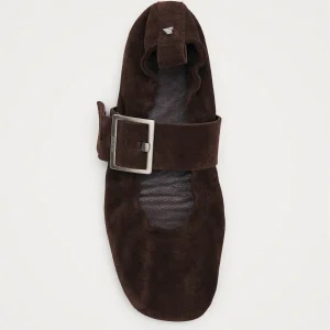 Sarea Suede Brown Leather Ballet Flats