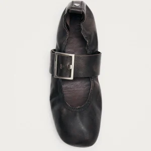 Sarea Vintage Effect Brown Leather Ballet Flats