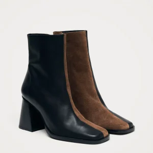 South Bicolor Black Brown Leather Ankle Boots