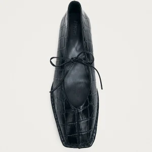 Sway Croco Black Leather Ballet Flats