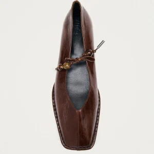 Sway Beads Rift Brown Leather Ballet Flats