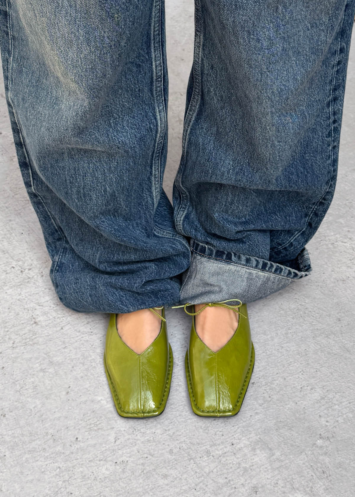 Sway Patent Green Leather Ballet Flats - Image 2