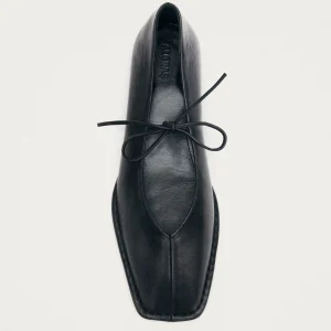 Sway Vintage Effect Black Leather Ballet Flats