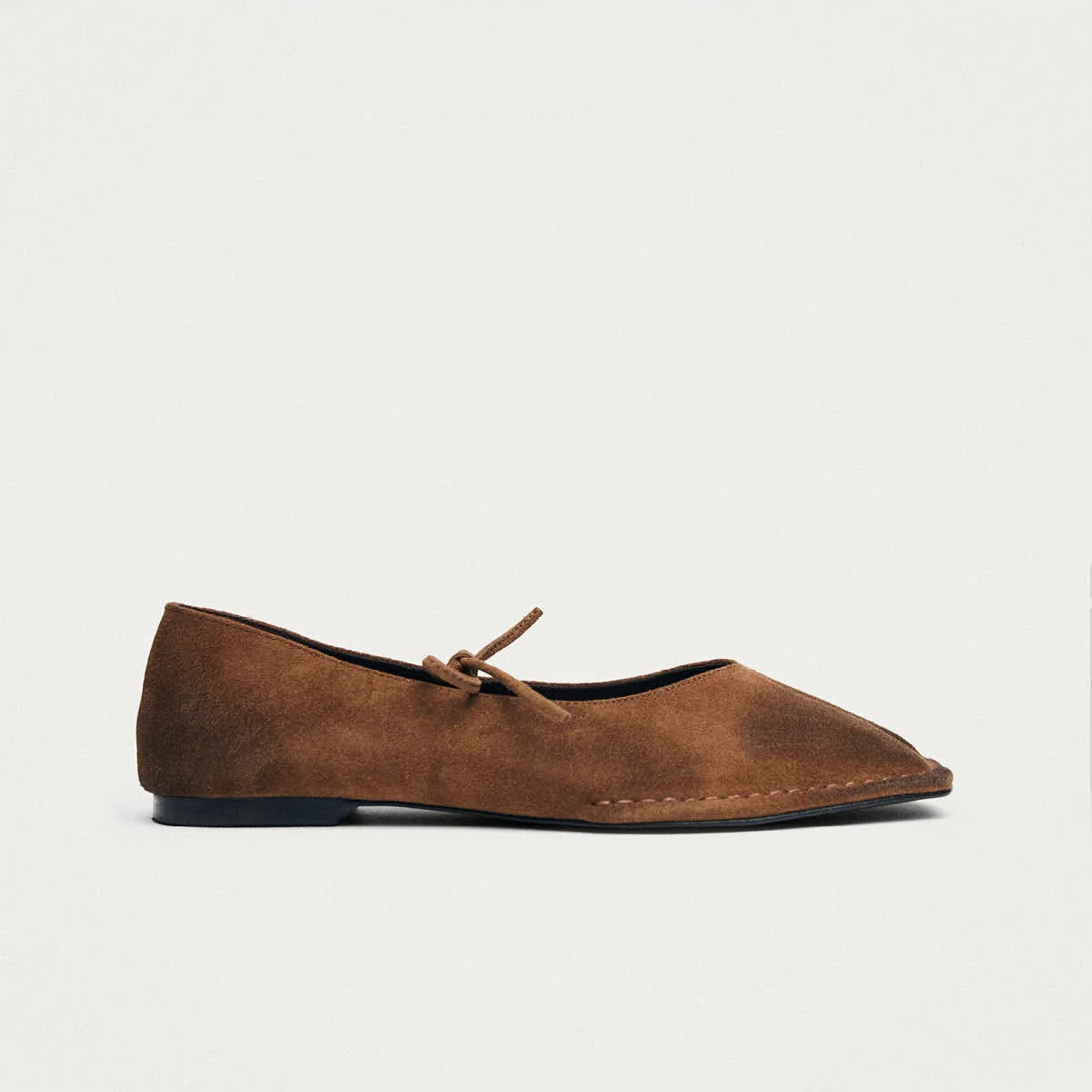 Sway Vintage Effect Suede Brown Leather Ballet Flats - Image 3