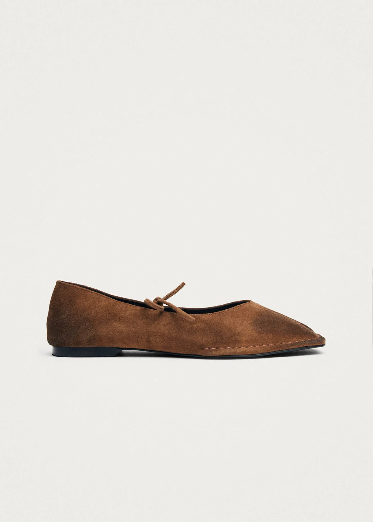 Sway Vintage Effect Suede Brown Leather Ballet Flats - Image 4