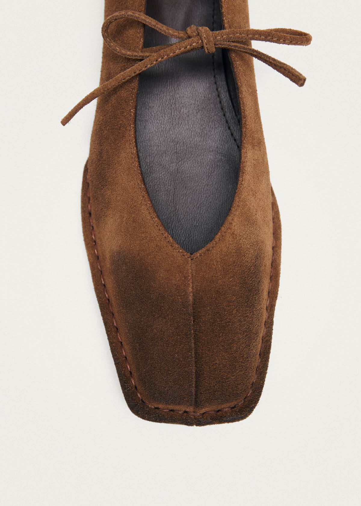 Sway Vintage Effect Suede Brown Leather Ballet Flats - Image 6