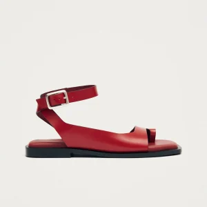 Tebas Red Leather Sandals