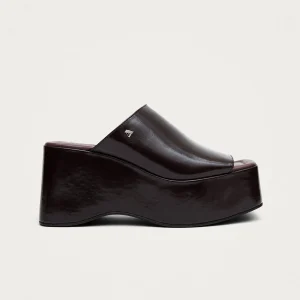 Vale Patent Brown Leather Sandals