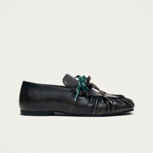 Aven Lace Vintage Effect Brown Leather Loafers