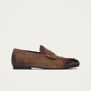 Aven Vintage Effect Suede Brown Leather Loafers