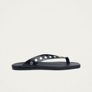 Ola Studs Black Leather Sandals