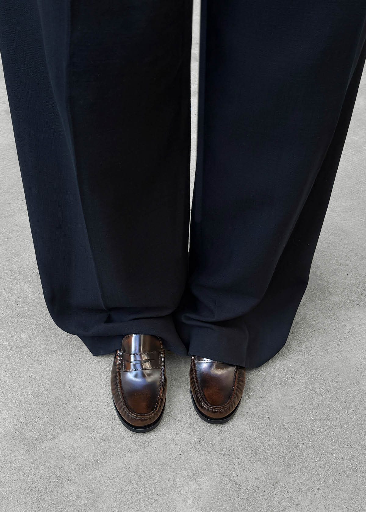 Rivet Vintage Effect Coffee Brown Leather Loafers - Image 2