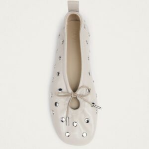 Rosalind All Studs Cream Leather Ballet Flats