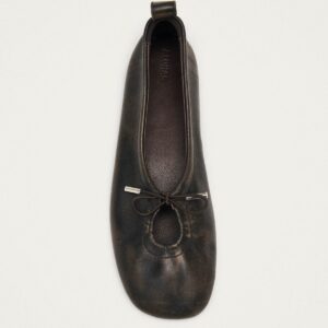 Rosalind Vintage Effect Brown Leather Ballet Flats