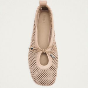 Rosalind Mesh Beige Leather Ballet Flats
