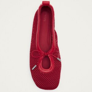 Rosalind Mesh Red Leather Ballet Flats