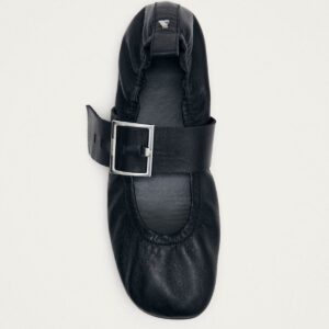 Sarea Black Leather Ballet Flats
