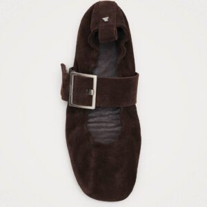 Sarea Suede Brown Leather Ballet Flats