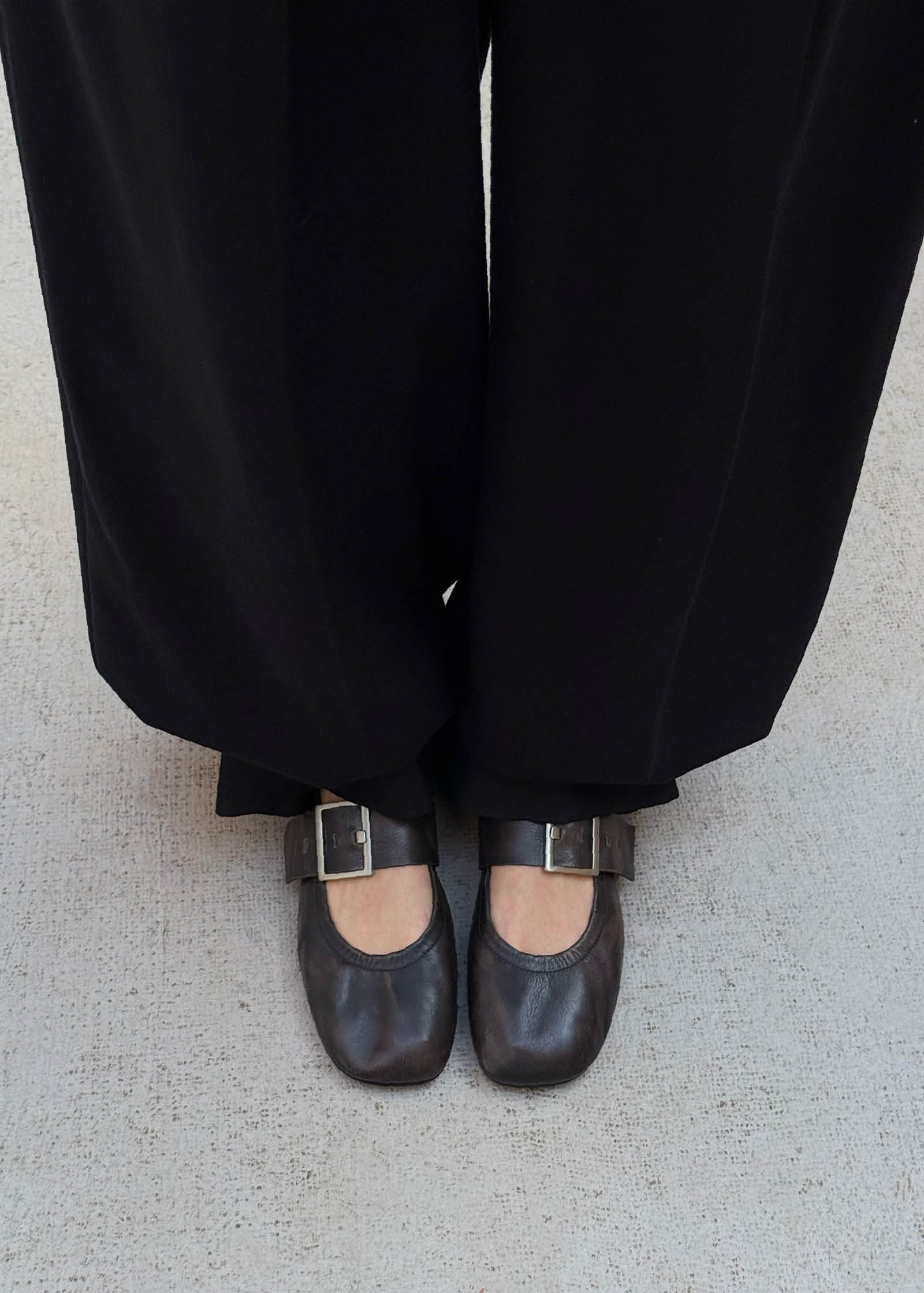 Sarea Vintage Effect Brown Leather Ballet Flats - Image 2