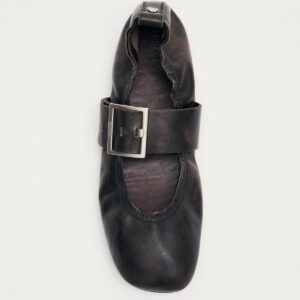Sarea Vintage Effect Brown Leather Ballet Flats