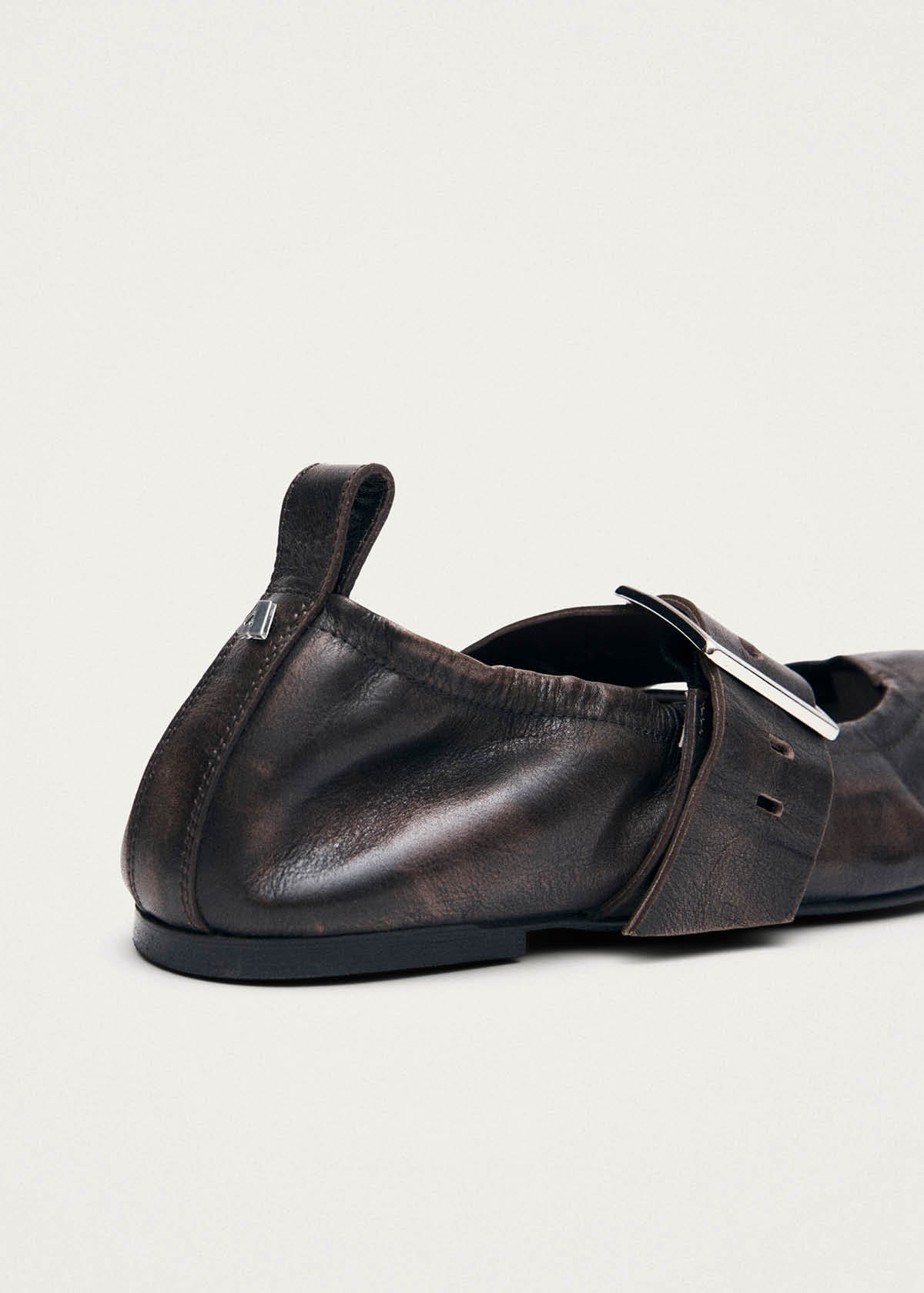 Sarea Vintage Effect Brown Leather Ballet Flats - Image 6