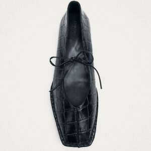 Sway Croco Black Leather Ballet Flats