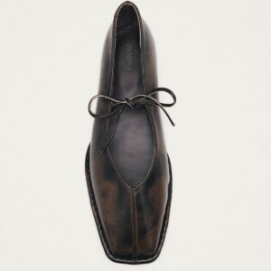 Sway Vintage Effect Brown Leather Ballet Flats