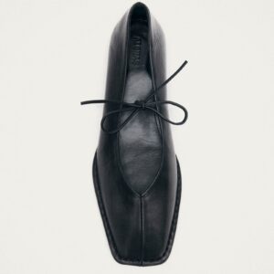Sway Vintage Effect Black Leather Ballet Flats