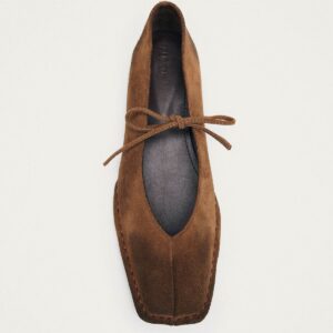 Sway Vintage Effect Suede Brown Leather Ballet Flats